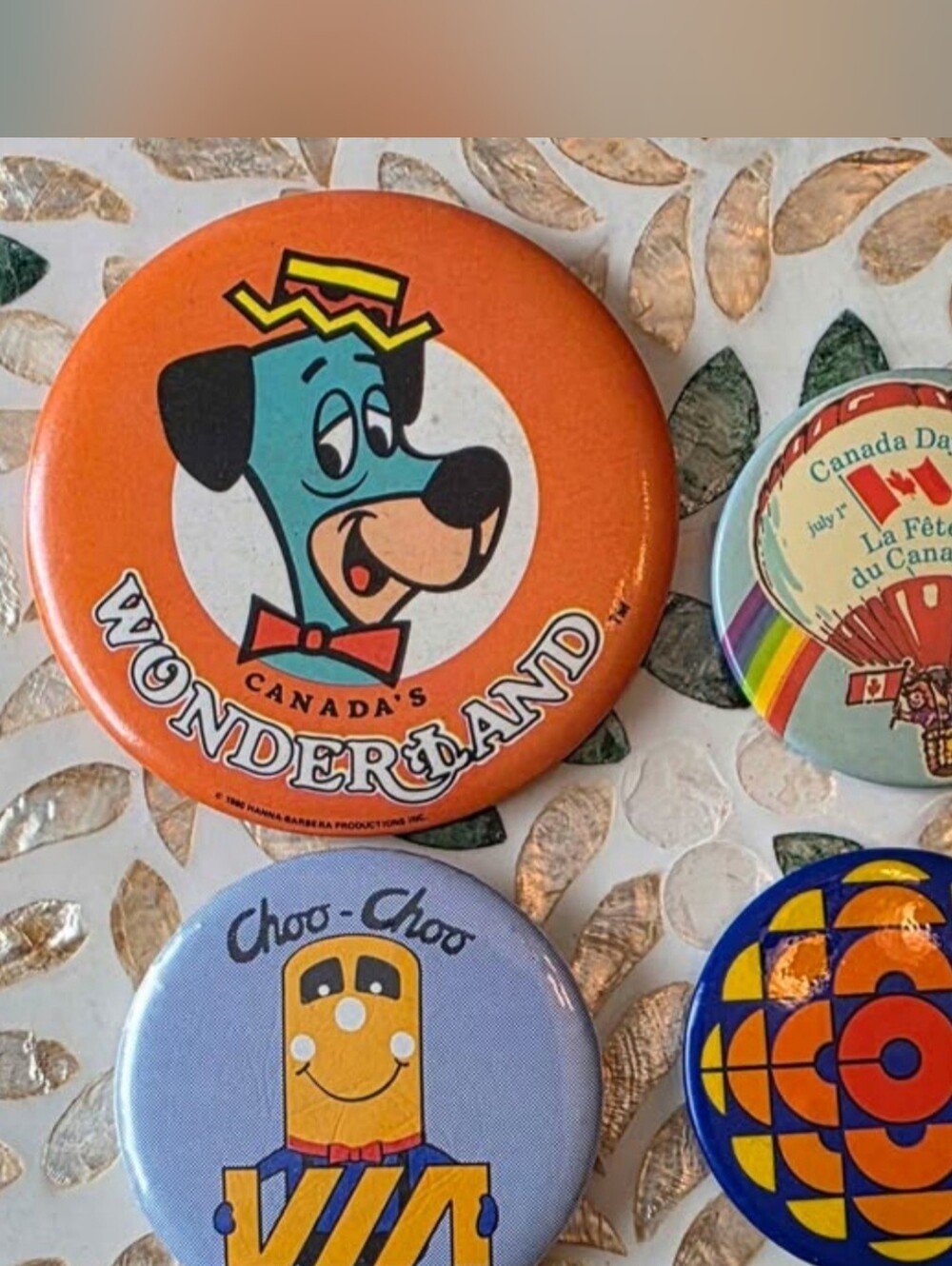 Lot of 4 Vintage Canadian Culture Pinback Buttons